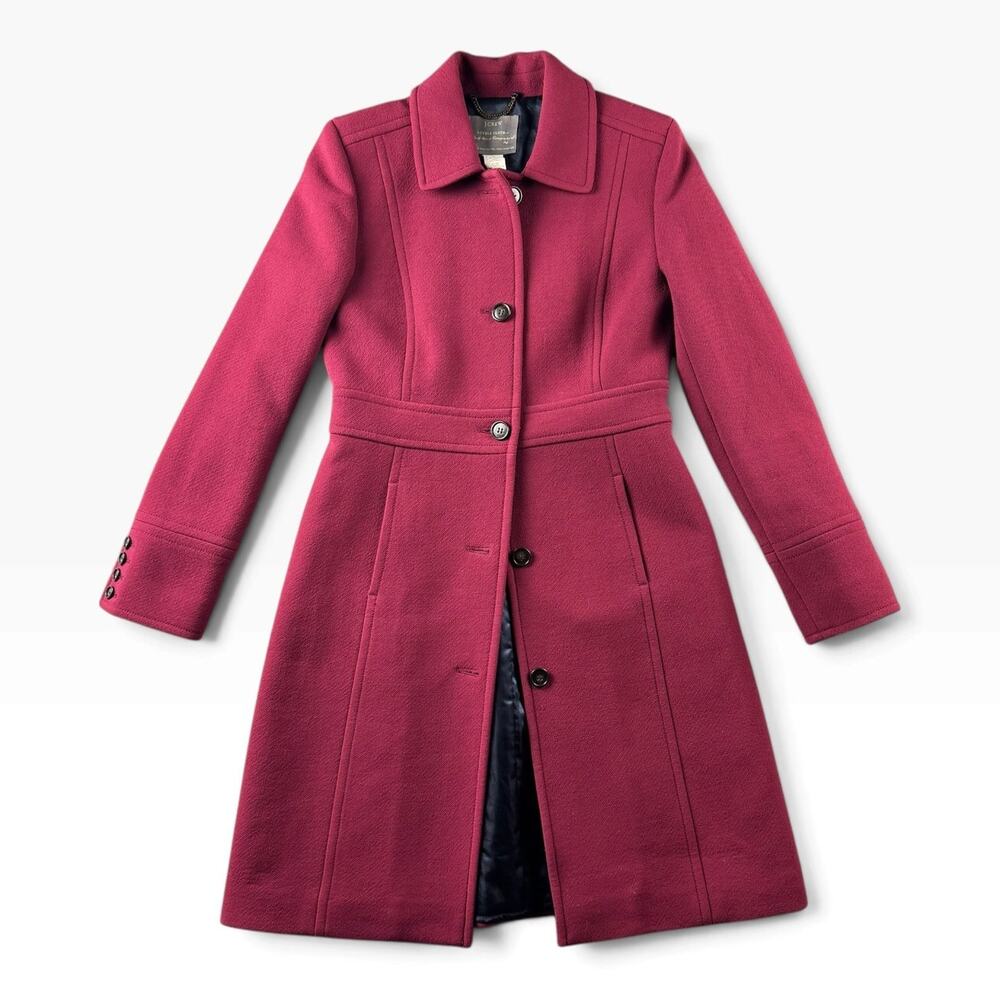 J.Crew Lady Day Coat Womens 6 Burgundy Italian Wool Thinsulate 49622